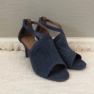 Lane Bryant Perforated Blue Cutout Heels